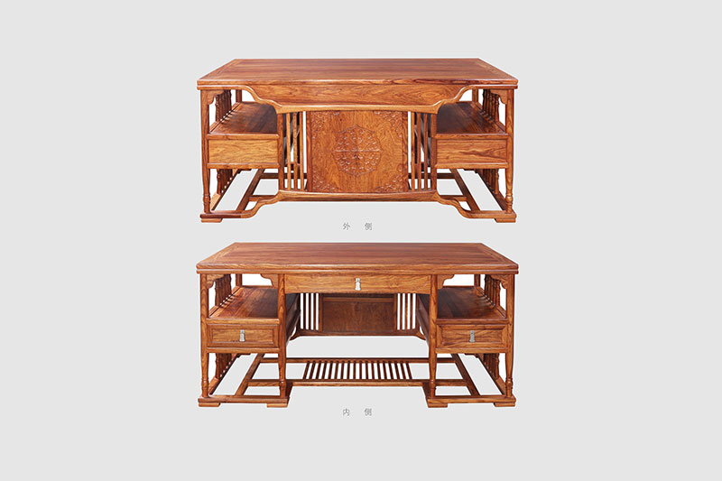 三门中式家居装饰书房桌椅组合家具效果图